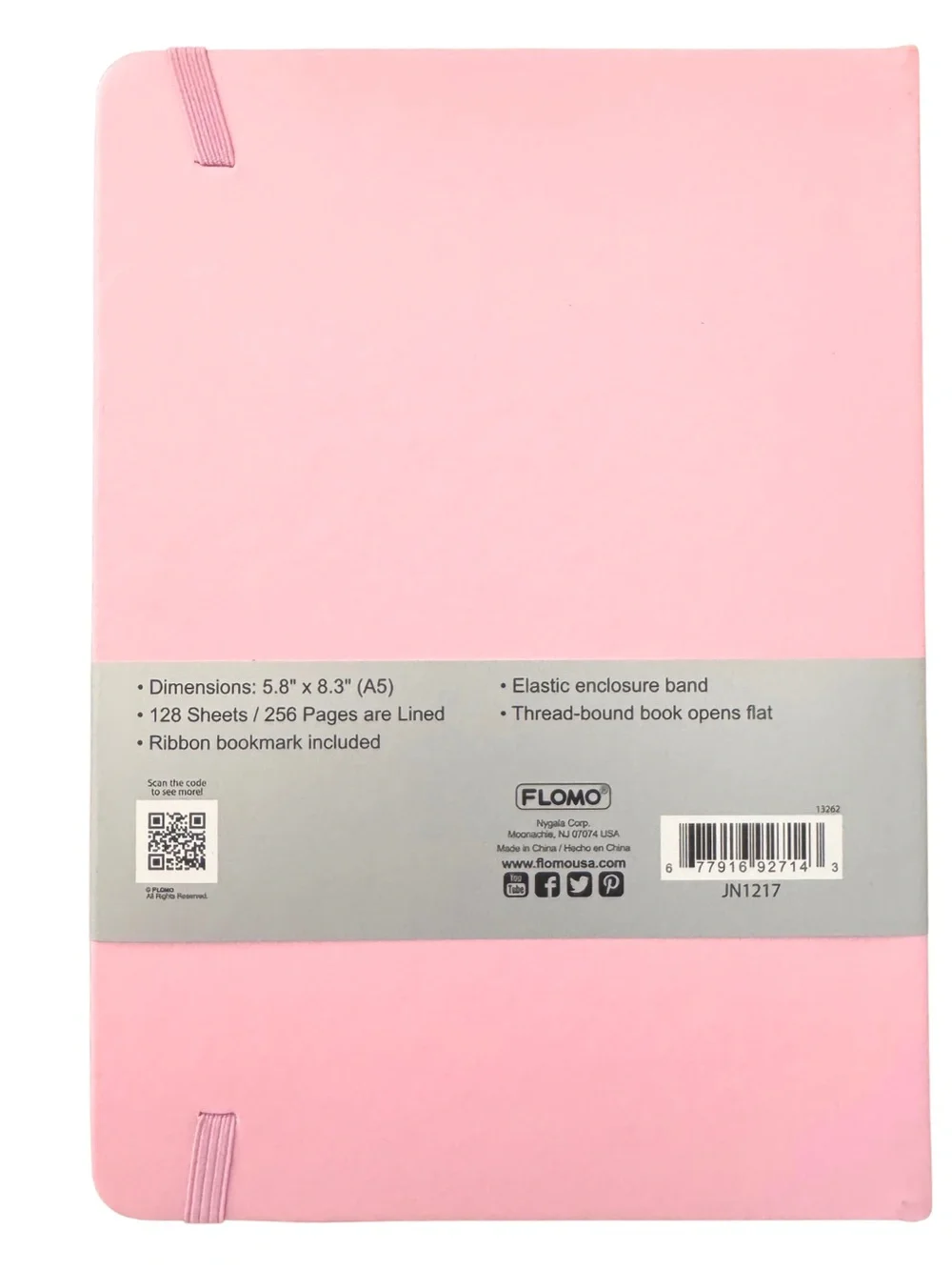 Flomo A5 Hardcover Lined Journal Notebook Pink 256 Pages New